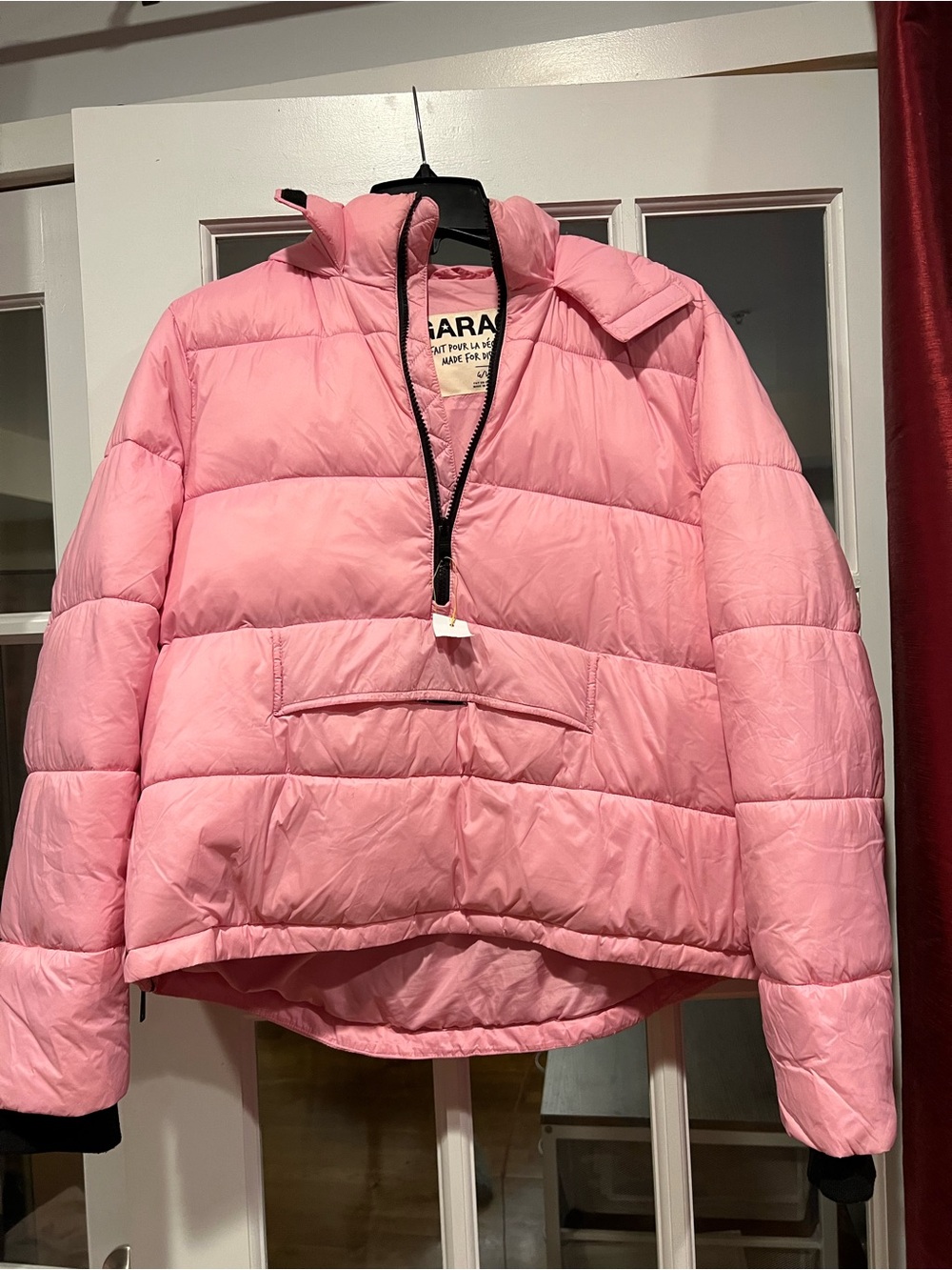 Garage Pink Quilted Puffer Pullover Jacket